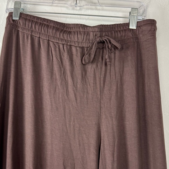 Nuuds‎ PJ Pajama Pants Sleep Lounge Soft Knit Dark Brown Tie Waist Pull On Rayon - Picture 3 of 7